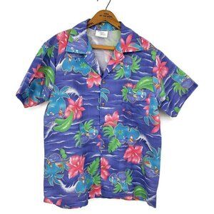 Vintage 80s Island Fever Hawaiian Shirt Mens Large? Cotton Hibiscus Sailboats